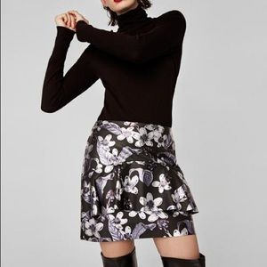 Zara metallic faux leather flower prints